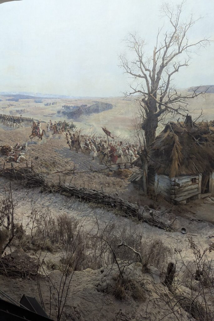 dipinto panoramico della battaglia di racławice all'interno del museo