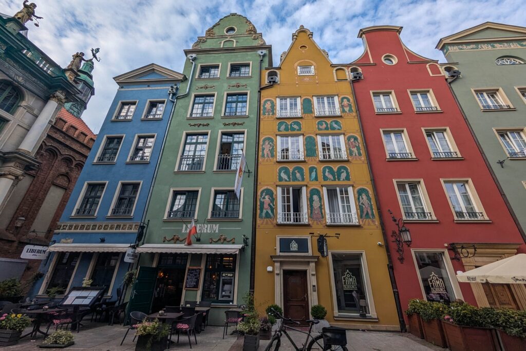 Facciate colorate nel centro storico di Danzica