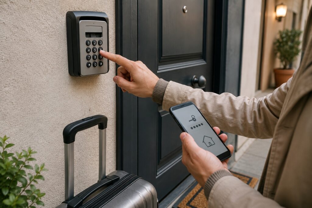 Come scegliamo un appartamento o un hotel quando viaggiamo 4 Viaggiatore che effettua il self check-in tramite tastierino numerico